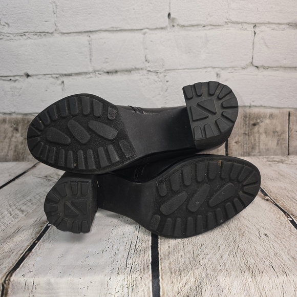 Nakedfeet Black Leather & Knit Chunky Ankle Boot Womens Size 8.5 - Picture 8 of 13